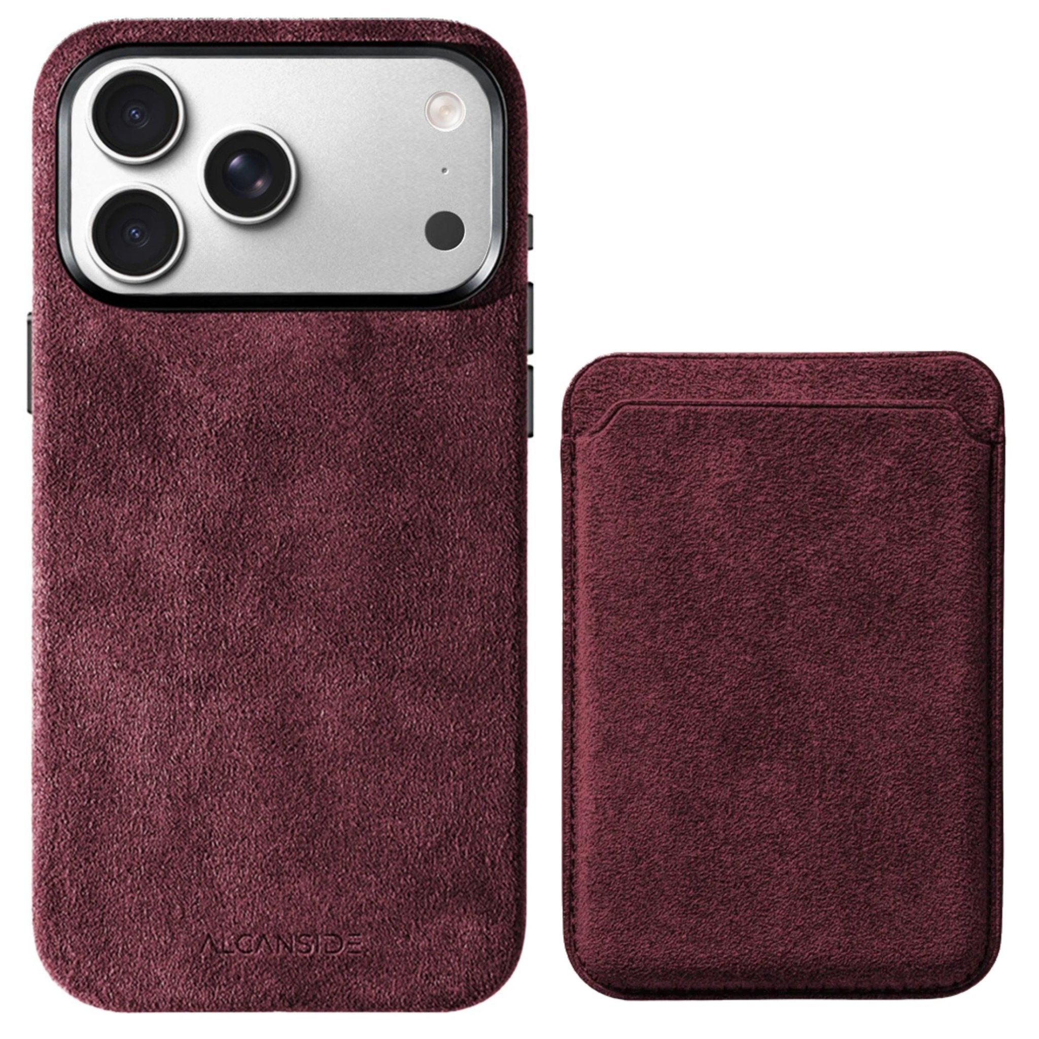 iPhone Alcantara Case + Magsafe Wallet - Wine Red