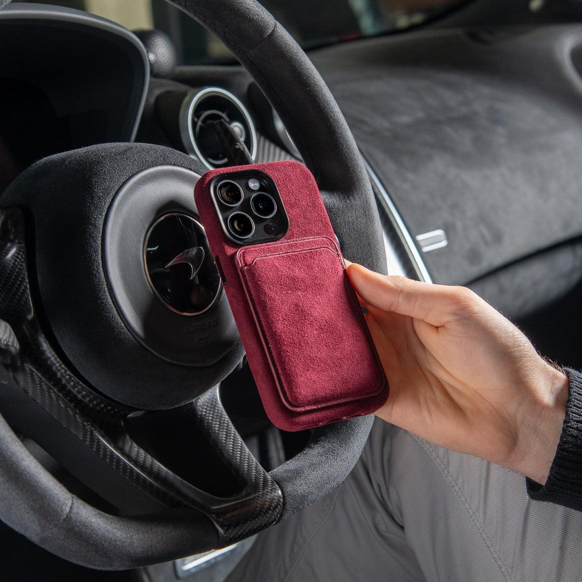 iPhone Alcantara Case + Magsafe Wallet - Wine Red