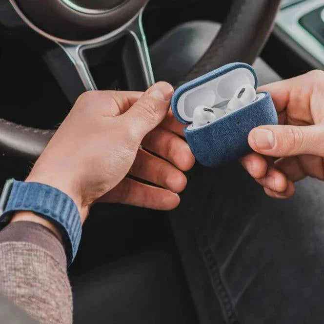 AirPods 1/2 Gen Alcantara Case - Ocean Blue